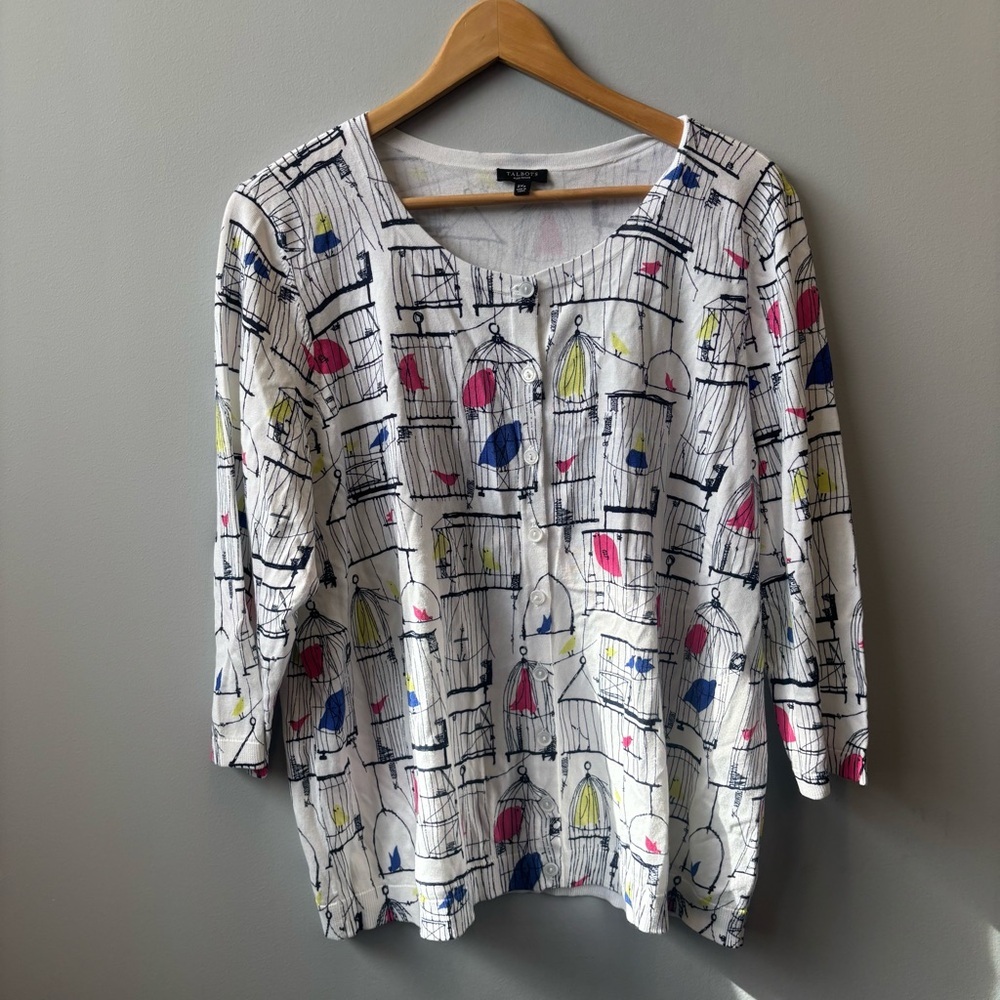 NWOT Talbots 2Xp Birdcage‎ Sweater Cardigan Novelety 3/4 Sleeves
